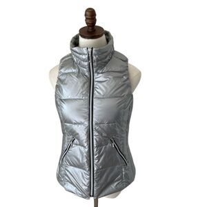 My Anorak Silver Down Fitted Puffy Vest Zip Front Close Women's‎ XS